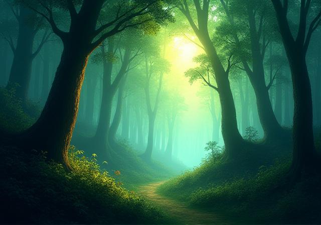 Paesaggio forestale stilizzato digitalmente