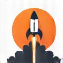 Icona astratta di un razzo in partenza